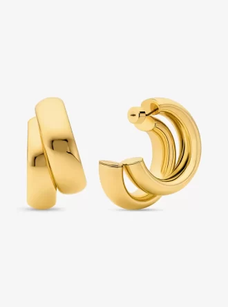 Large Precious Metal-Plated Brass Double Hoop Earrings