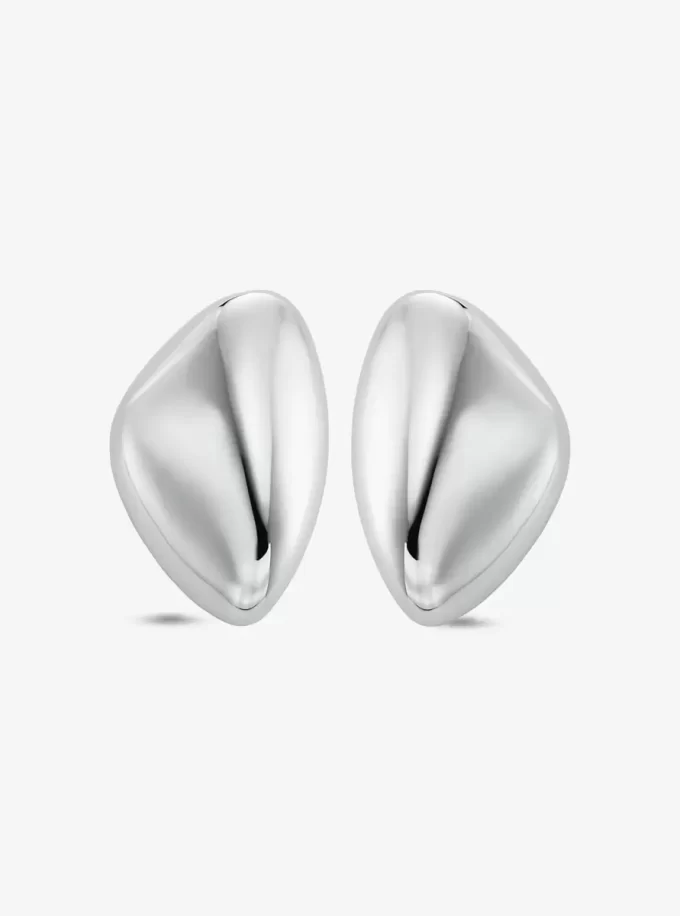 Large Precious Metal-Plated Brass Pebble Earrings Large Precious Metal-Plated Brass Pebble Earrings