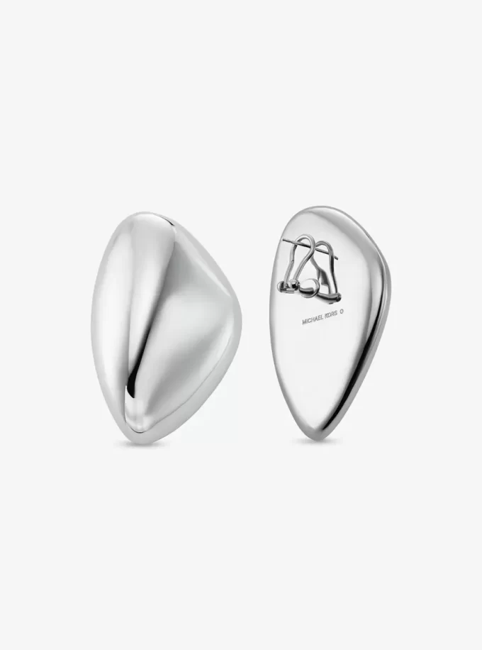 Large Precious Metal-Plated Brass Pebble Earrings Large Precious Metal-Plated Brass Pebble Earrings