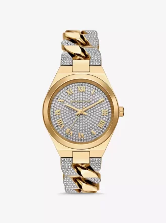 Lennox Pavé Gold-Tone Curb-Link Watch