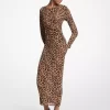 Leopard Print Nylon Mesh Midi Dress Leopard Print Nylon Mesh Midi Dress