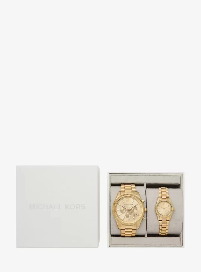 Lexington His and Hers Gold-Tone Watch Set Lexington His and Hers Gold-Tone Watch Set