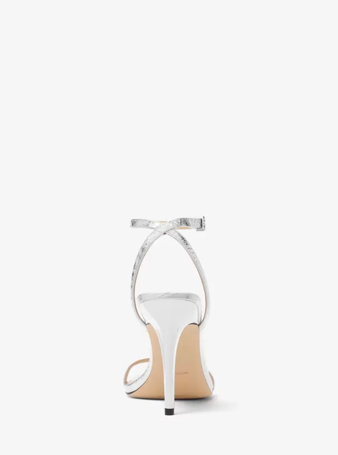 Liana Metallic Snake Embossed Leather Sandal