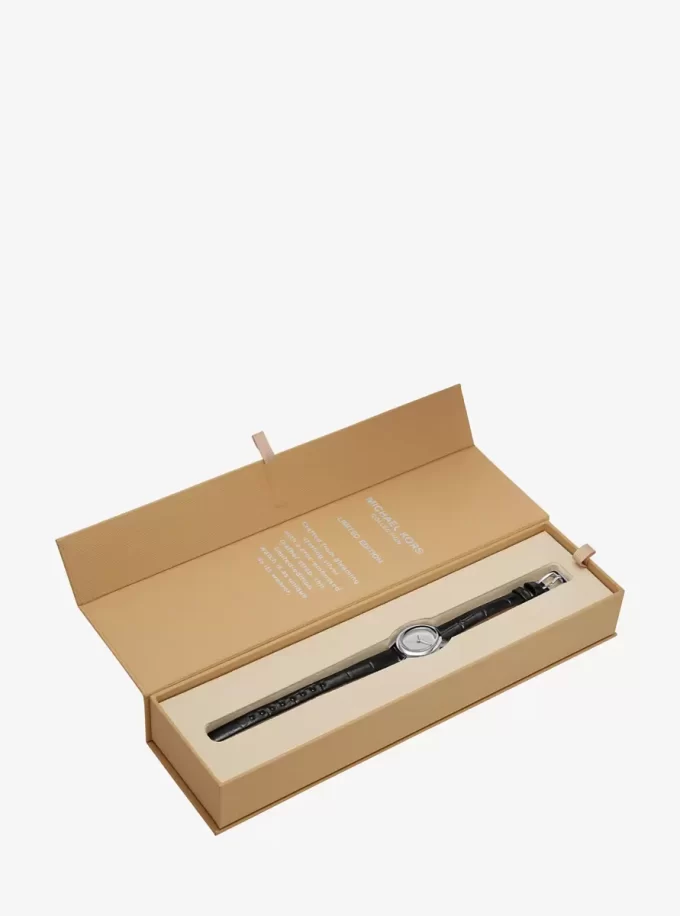 Limited-Edition Petite Maude Silver-Tone and Crocodile Embossed Leather Watch Limited-Edition Petite Maude Silver-Tone and Crocodile Embossed Leather Watch