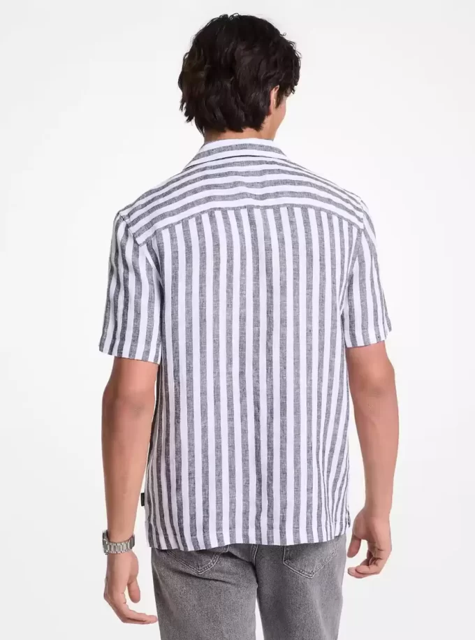 Linen and Cotton Blend Striped Shirt
