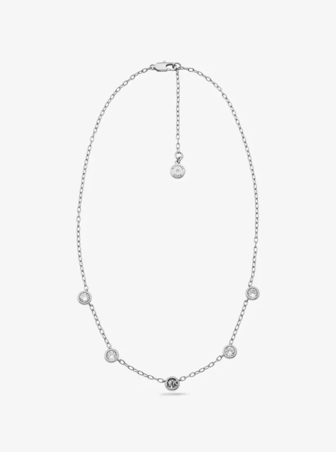 Logo Bezeled Pavé Necklace