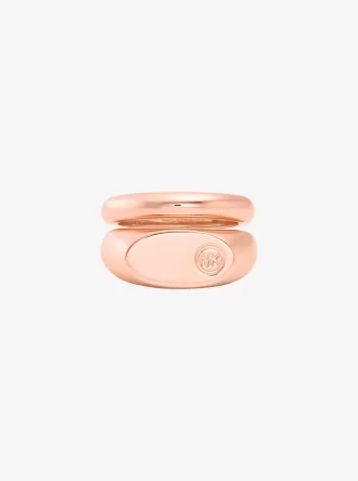 Logo Engraved Double Layered Signet Ring Logo Engraved Double Layered Signet Ring