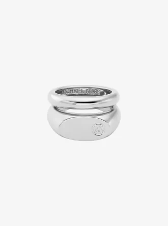 Logo Engraved Double Layered Signet Ring Logo Engraved Double Layered Signet Ring
