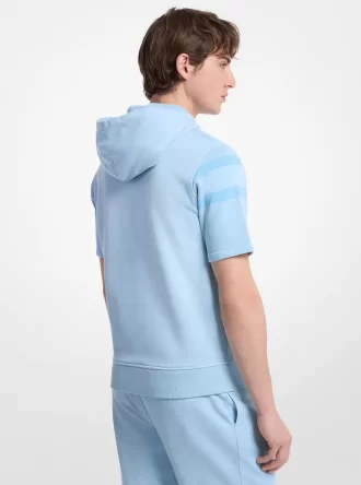 Logo Garment-Dyed Cotton Short Sleeve Hoodie