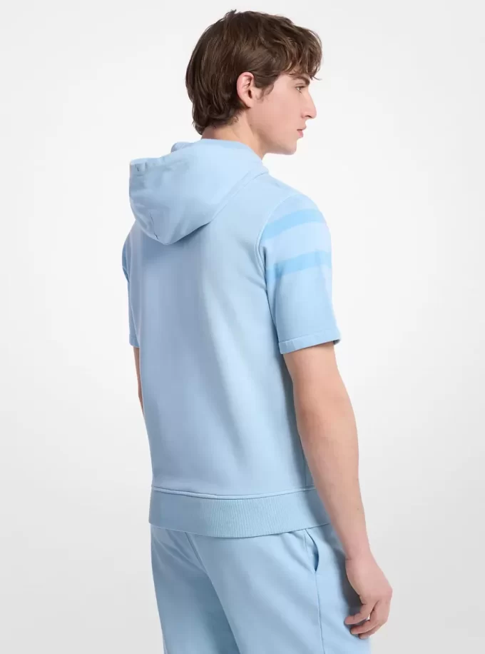 Logo Garment-Dyed Cotton Short Sleeve Hoodie