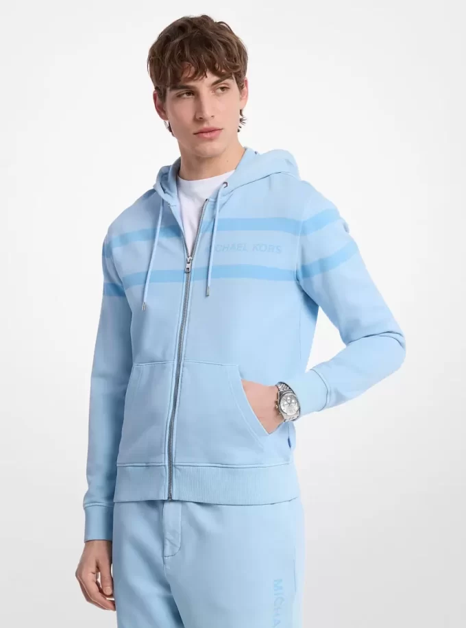 Logo Garment-Dyed Cotton Zip Up Hoodie