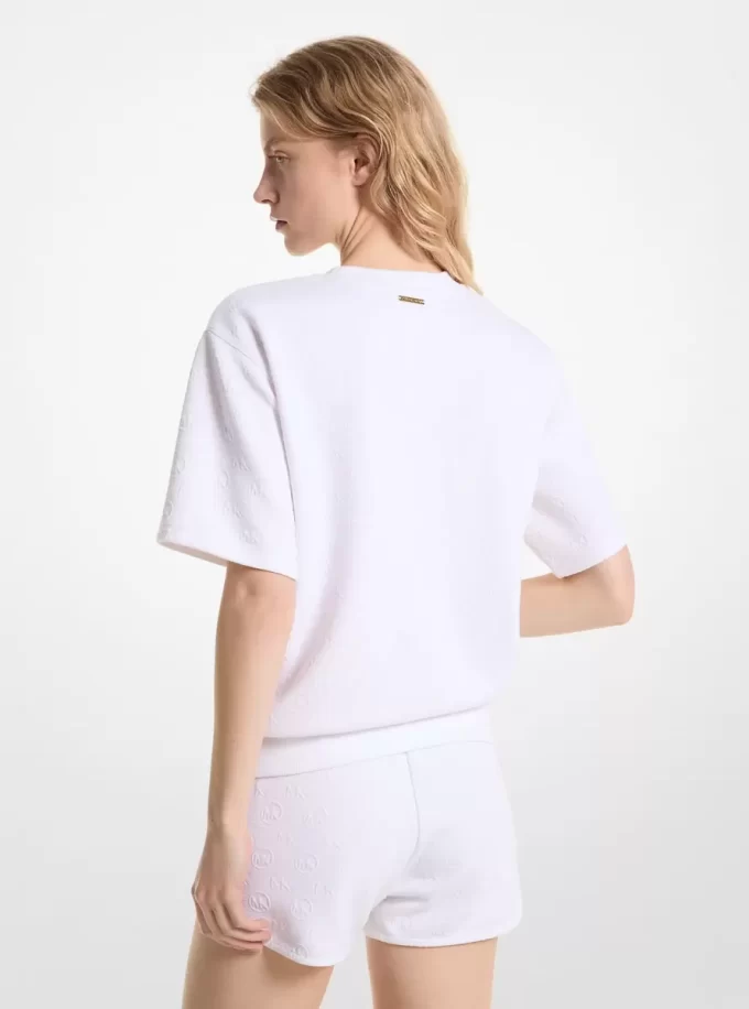 Logo Jacquard Knit Short-Sleeve Sweatshirt Logo Jacquard Knit Short-Sleeve Sweatshirt