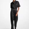Logo Jacquard Satin Belted Jumpsuit Logo Jacquard Satin Belted Jumpsuit