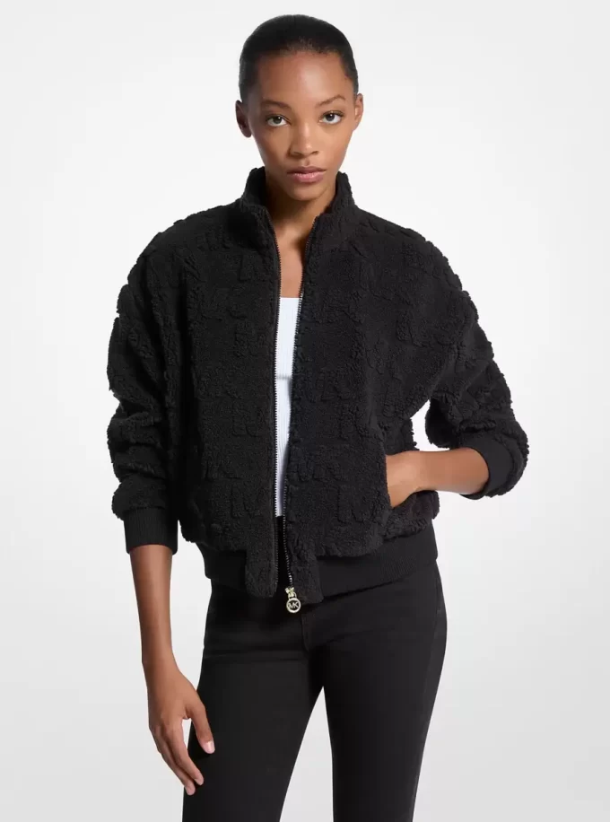 Logo Jacquard Sherpa Zip-Up Jacket Logo Jacquard Sherpa Zip-Up Jacket