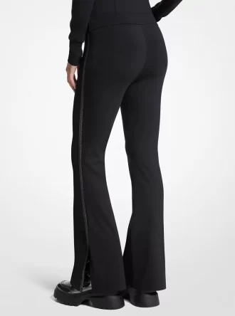 Logo Tape Stretch Nylon Flared Leggings