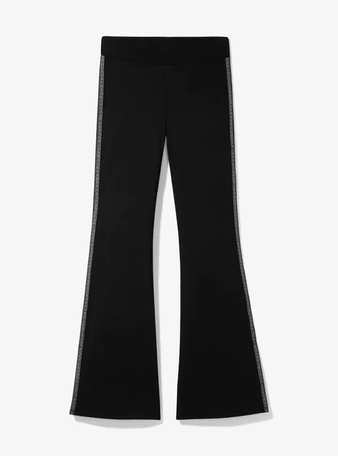 Logo Tape Stretch Nylon Flared Leggings