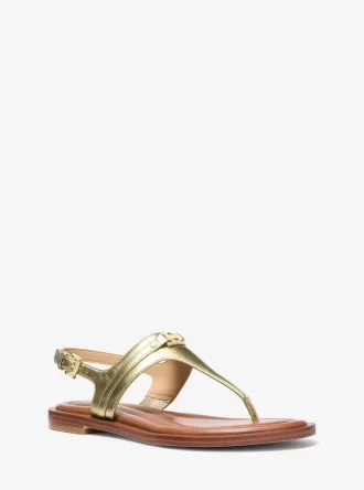 Mandy Metallic Leather T-Strap Sandal