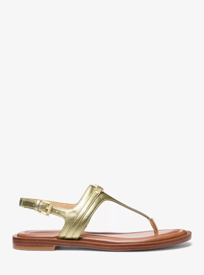 Mandy Metallic Leather T-Strap Sandal