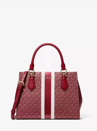 Marilyn Medium Signature Logo Stripe Satchel