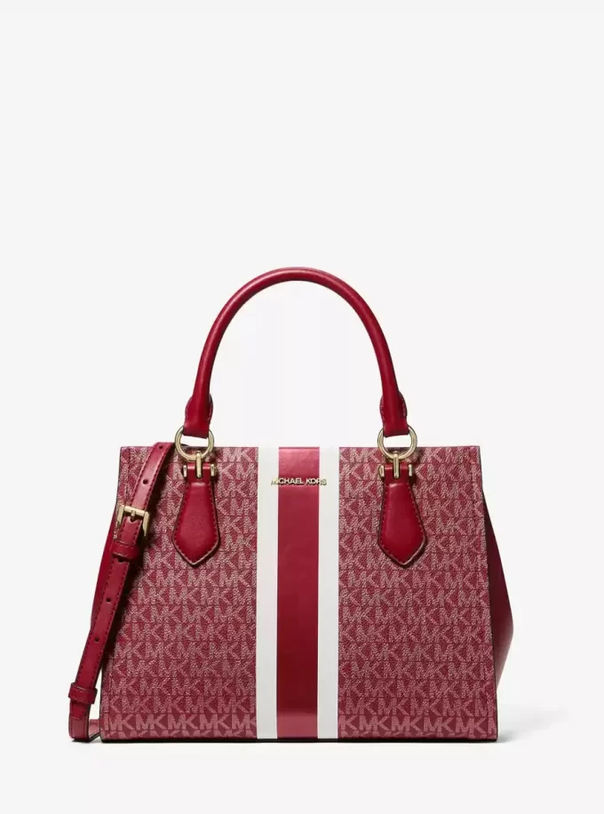Marilyn Medium Signature Logo Stripe Satchel