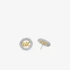 Medium Precious Metal-Plated Brass Pavé Logo Stud Earrings Medium Precious Metal-Plated Brass Pavé Logo Stud Earrings