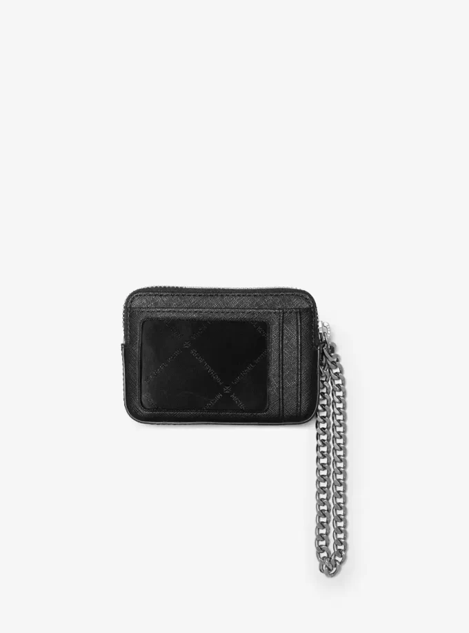 Medium Saffiano Leather Chain Card Case