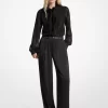 Metallic Clip Jacquard and Satin Tie-Neck Jumpsuit Metallic Clip Jacquard and Satin Tie-Neck Jumpsuit