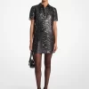 Metallic Moiré Silk Blend T-Shirt Dress