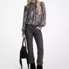 Metallic Paisley Print Georgette Blouse