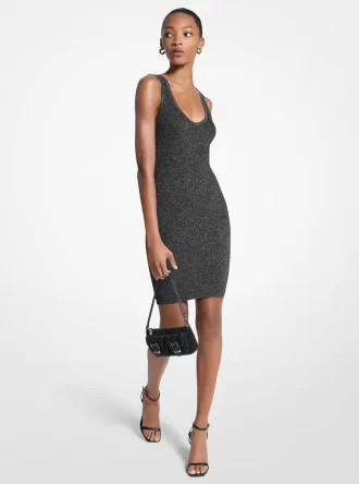 Metallic Ribbed Knit Tank Dress
