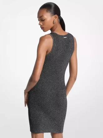 Metallic Ribbed Knit Tank Dress