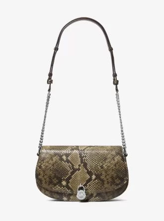 Mila Medium Snake Embossed Messenger Bag Mila Medium Snake Embossed Messenger Bag