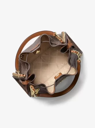 Mina Large Signature Logo Chain Shoulder Bag