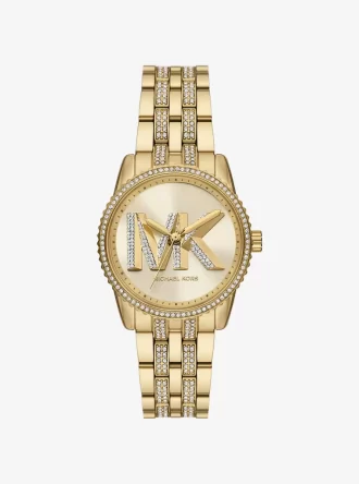 Mini Bryant Pavé Logo Gold-Tone Watch