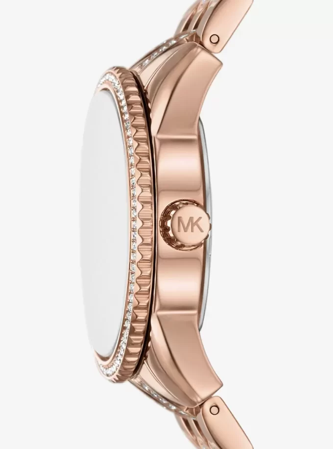 Mini Bryant Pavé Logo Rose Gold-Tone Watch