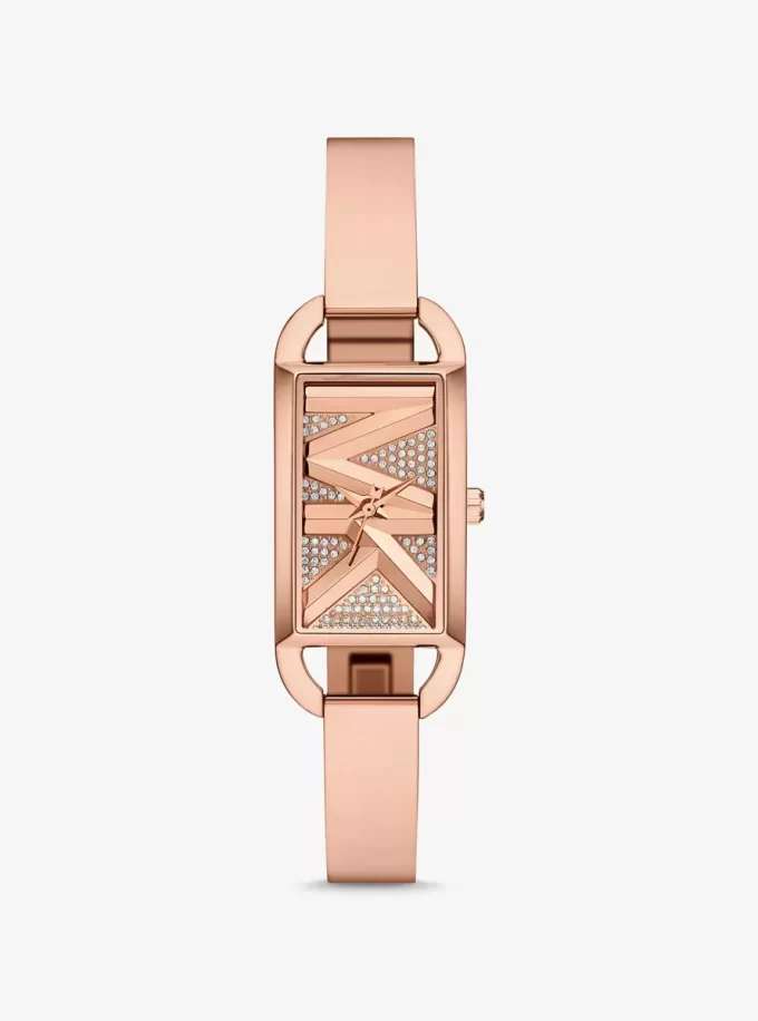 Mini Empire Pavé Rose Gold-Tone Bangle Watch