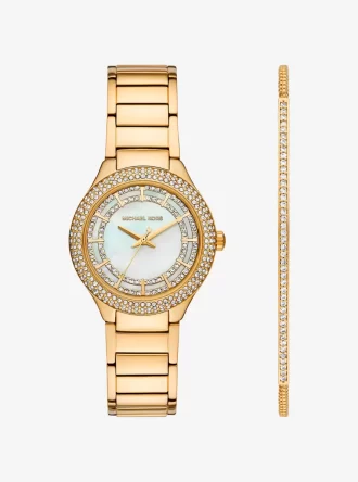 Mini Sylvia Pavé Gold-Tone Watch and Bracelet Gift Set