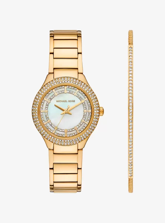 Mini Sylvia Pavé Gold-Tone Watch and Bracelet Gift Set Mini Sylvia Pavé Gold-Tone Watch and Bracelet Gift Set