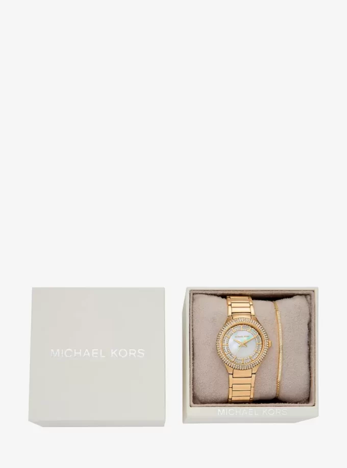 Mini Sylvia Pavé Gold-Tone Watch and Bracelet Gift Set Mini Sylvia Pavé Gold-Tone Watch and Bracelet Gift Set