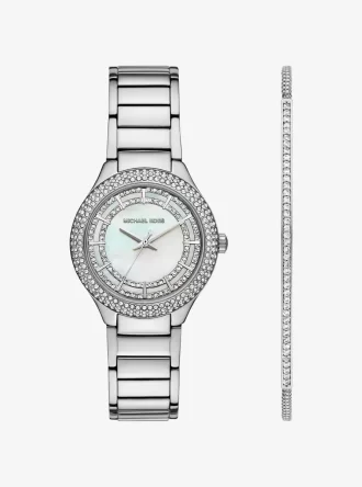 Mini Sylvia Pavé Silver-Tone Watch and Bracelet Gift Set