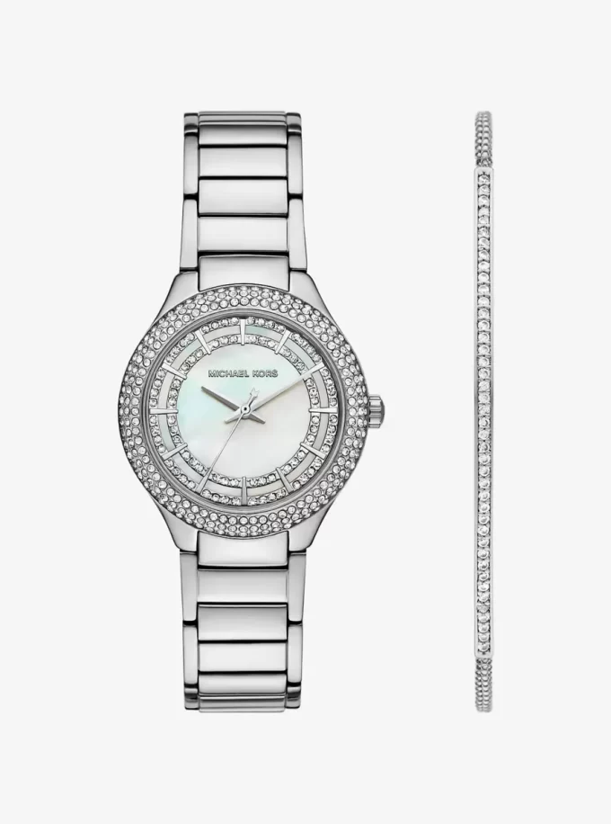 Mini Sylvia Pavé Silver-Tone Watch and Bracelet Gift Set Mini Sylvia Pavé Silver-Tone Watch and Bracelet Gift Set