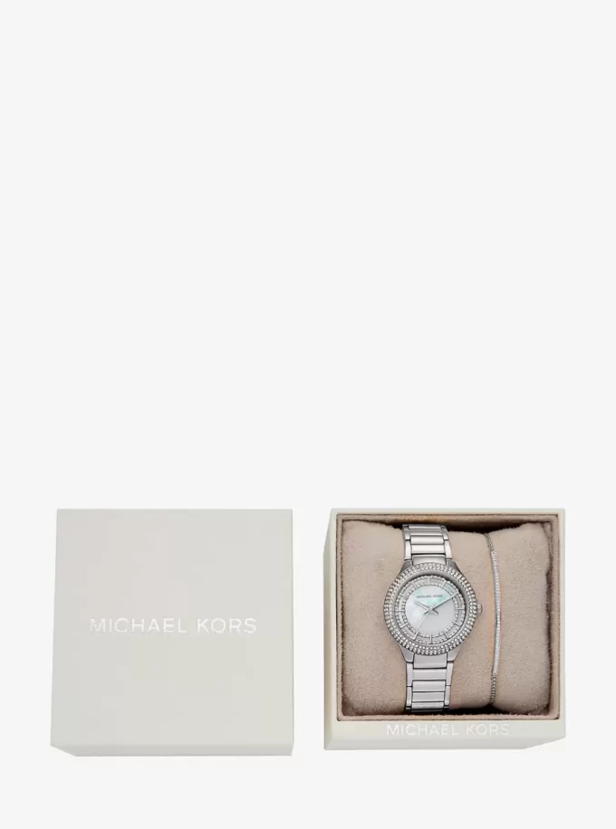 Mini Sylvia Pavé Silver-Tone Watch and Bracelet Gift Set Mini Sylvia Pavé Silver-Tone Watch and Bracelet Gift Set