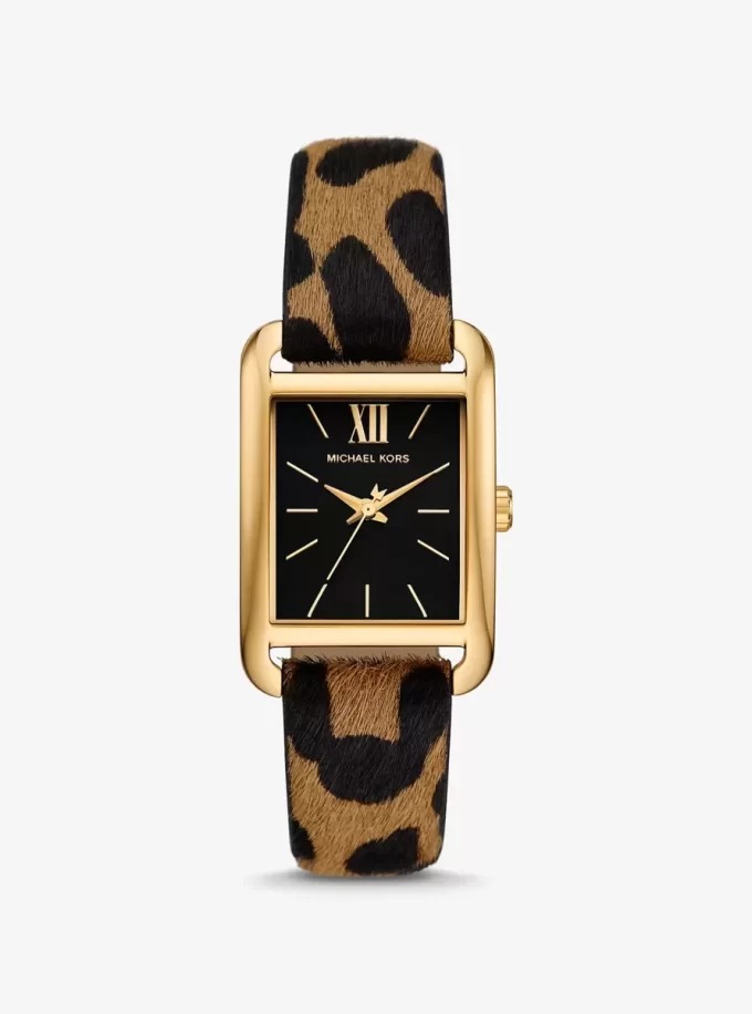 Monroe Gold-Tone and Leopard Print Calf Hair Watch Monroe Gold-Tone and Leopard Print Calf Hair Watch