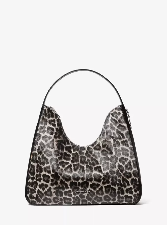 Nayla Medium Leopard Print Calf Hair Hobo Shoulder Bag Nayla Medium Leopard Print Calf Hair Hobo Shoulder Bag