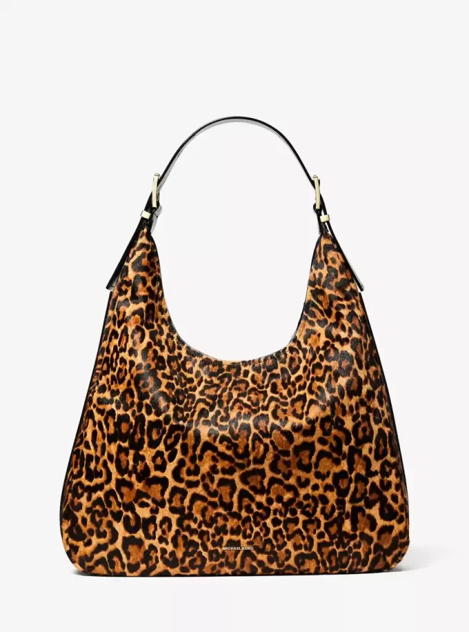 Nolita Large Leopard Print Calf Hair Hobo Shoulder Bag Nolita Large Leopard Print Calf Hair Hobo Shoulder Bag