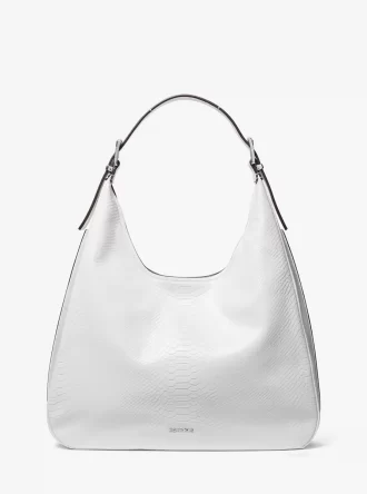 Nolita Large Snake Embossed Leather Hobo Shoulder Bag
