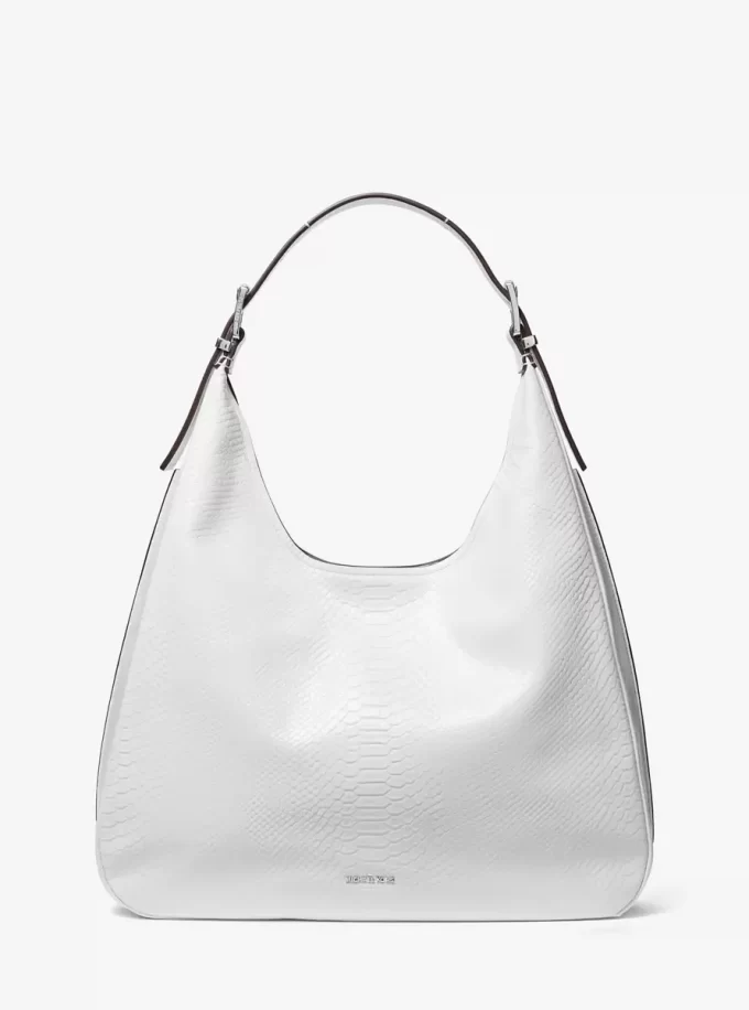 Nolita Large Snake Embossed Leather Hobo Shoulder Bag Nolita Large Snake Embossed Leather Hobo Shoulder Bag