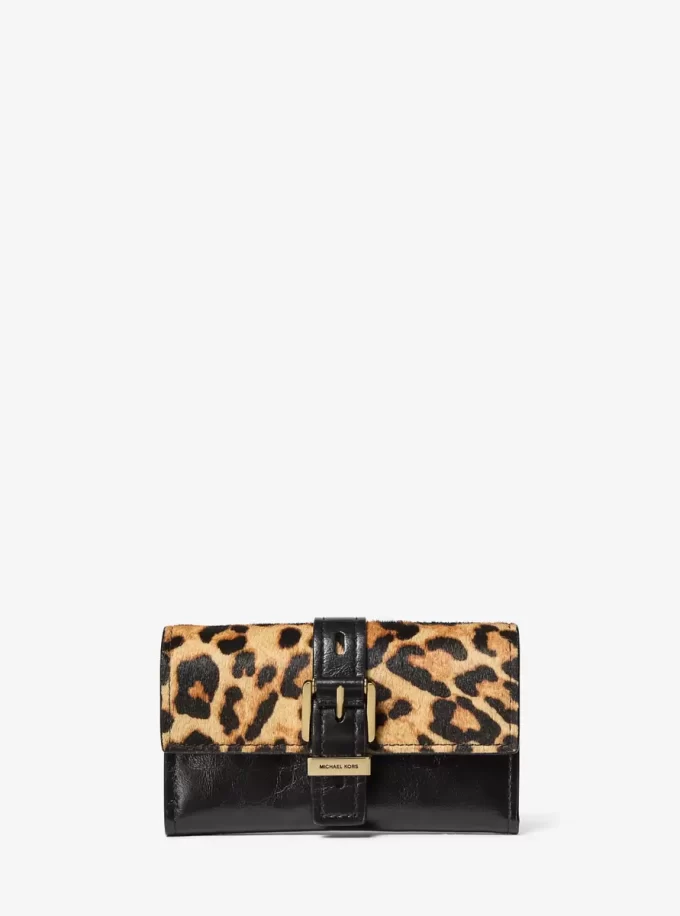 Nolita Medium Leopard Print Calf Hair and Leather Tri-Fold Wallet Nolita Medium Leopard Print Calf Hair and Leather Tri-Fold Wallet