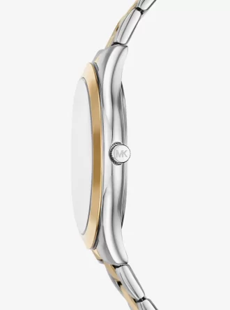 Oversized Aspyn Two-Tone Watch and Leather Card Case Gift Set