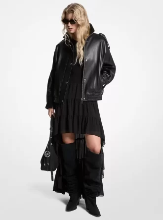 Oversized Leather Blouson Jacket